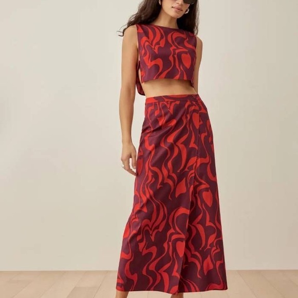 Reformation Dresses & Skirts - Reformation Red and Black Skirt Set